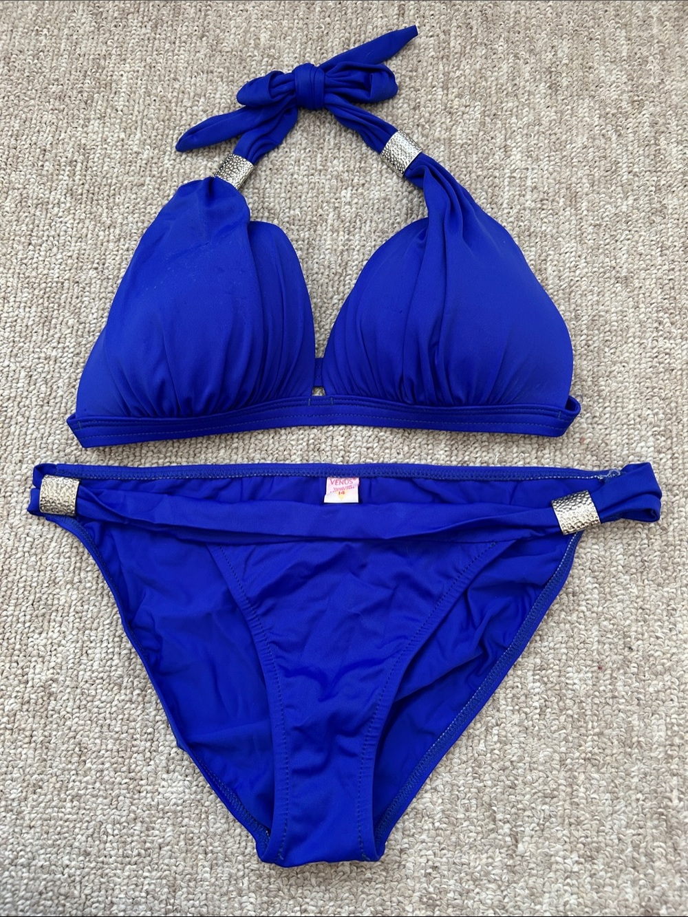 Gorgeous VENUS Cobalt Blue Women’s Bikini Swimsuit with Halter Tie Push up top